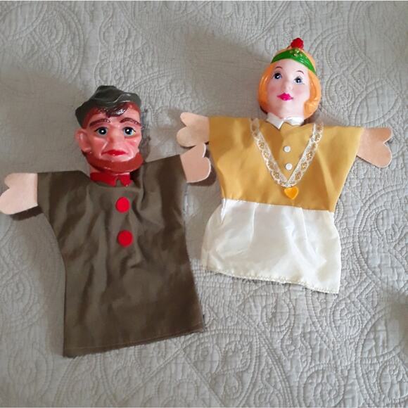 Unbranded Other - Mr Rodgers Neighborhood Hand Puppets Brown Yellow Vintage Style Folk Characters